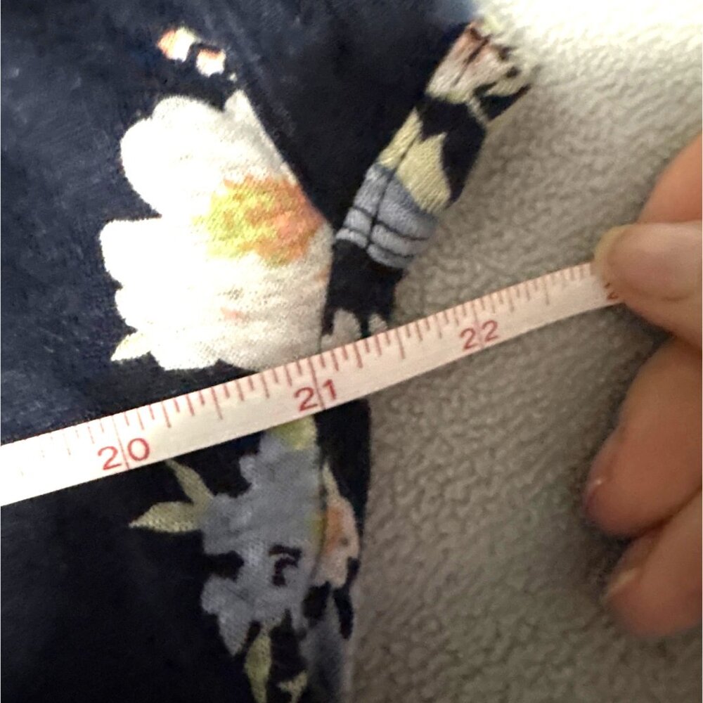 Floral Loft Linen Blend Scoop Neck Short Sleeve Top M - Picture 4 of 5